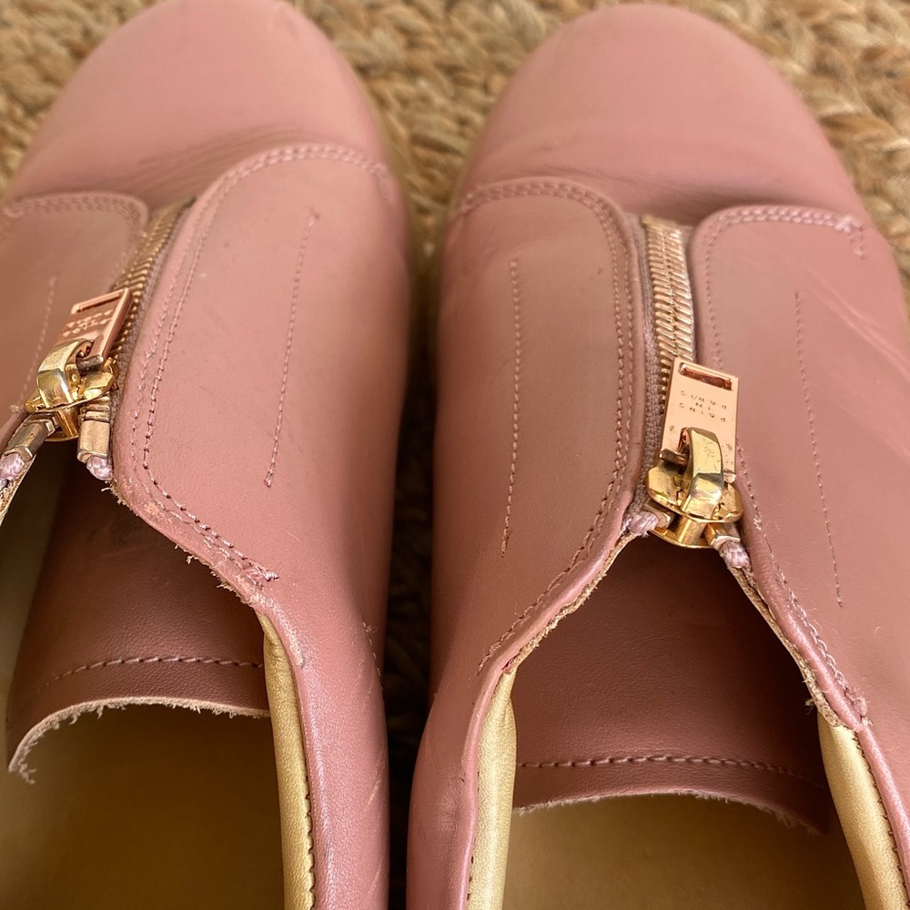 Pairs In Paris Blush Leather Zip Sneakers designed in Paris made in Portugal - Picture 5 of 16